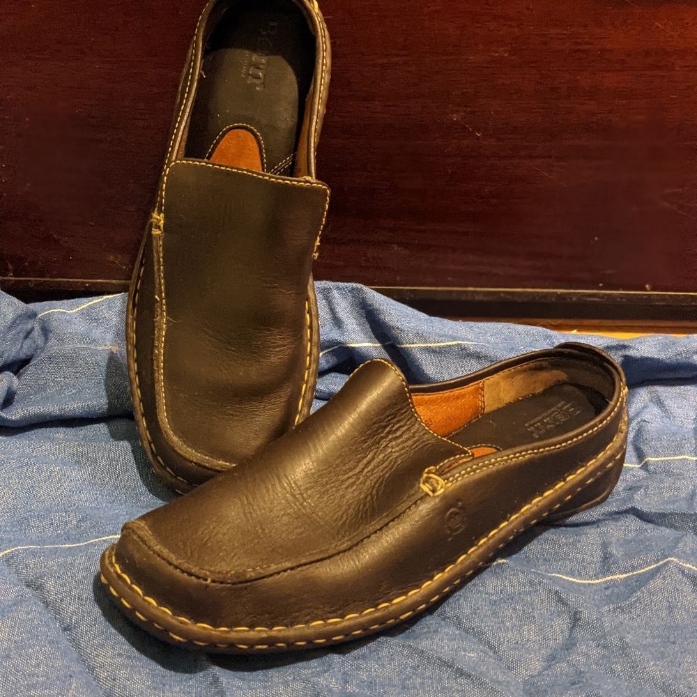Gorgeous Born Brown Leather Mules Size 9/40.5